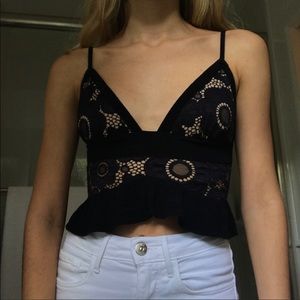 For Love & Lemons Black Crop Top